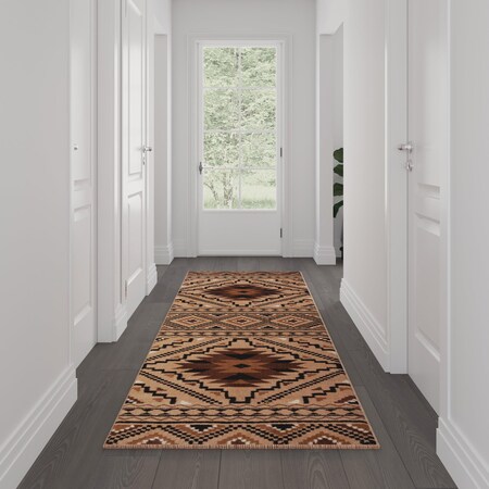 Flash Furniture Brown 3' x 10' Diamond Patterned Area Rug OK-BEI-7147A-HARDAL-310-BR-GG